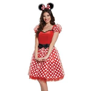 Adult Minnie Mouse dress costume w gloves sz L
